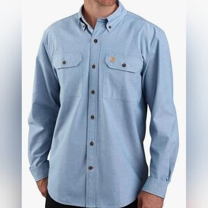 CARHARTT | Blue Loose Fit Midweight Casual Button Down Chambray Shirt | 2XLT